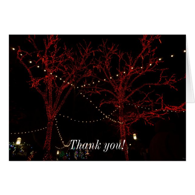 Un Par Rojo Gracias Cartas De Navidades (Anverso (Horizontal))