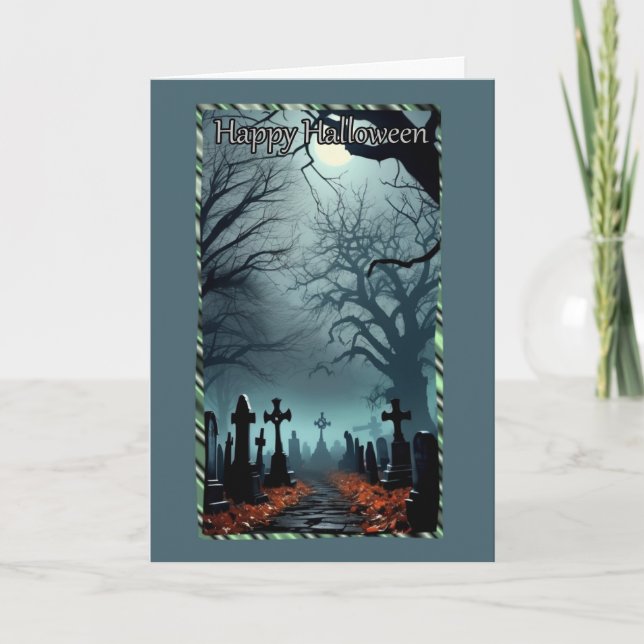 Un paseo por la tarjeta de halloween del cementeri (Anverso)