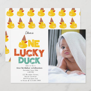 Un Pato Afortunado Invitación 1er Primera Cumpleañ