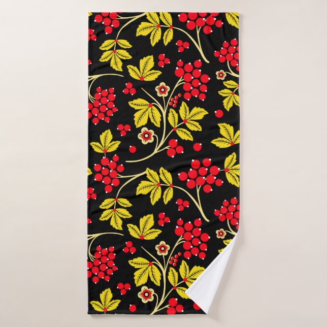  un patrón impecable de flores y bayas. Ruso  (Toalla de baño)