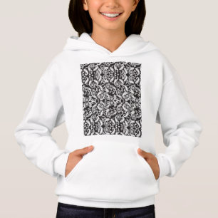 un patrón paisley negro y blanco