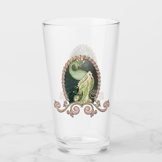 Un pavo real majestuoso en oro y verde (Anverso)