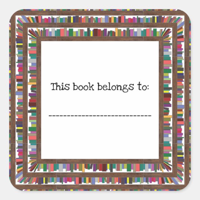 Un Pegatina cuadrado clásico del mundo de los libr (Anverso)