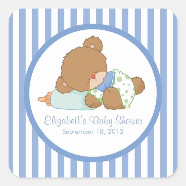 ¡Un Pegatina de Baby Shower Square de Teddy Bear l (Anverso)
