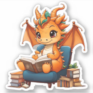 Un Pegatina de lectura de dragón Naranja