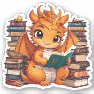 Un Pegatina de lectura de dragón Naranja