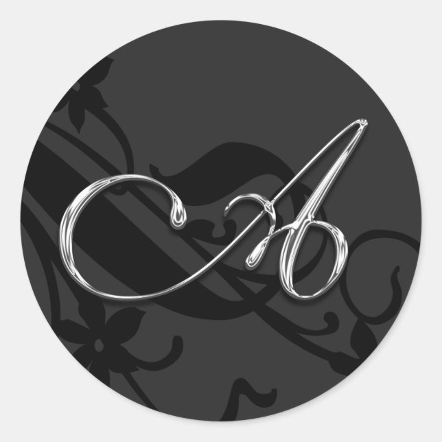 Un Pegatina de Sello para sobres Boda de una letra (Anverso)