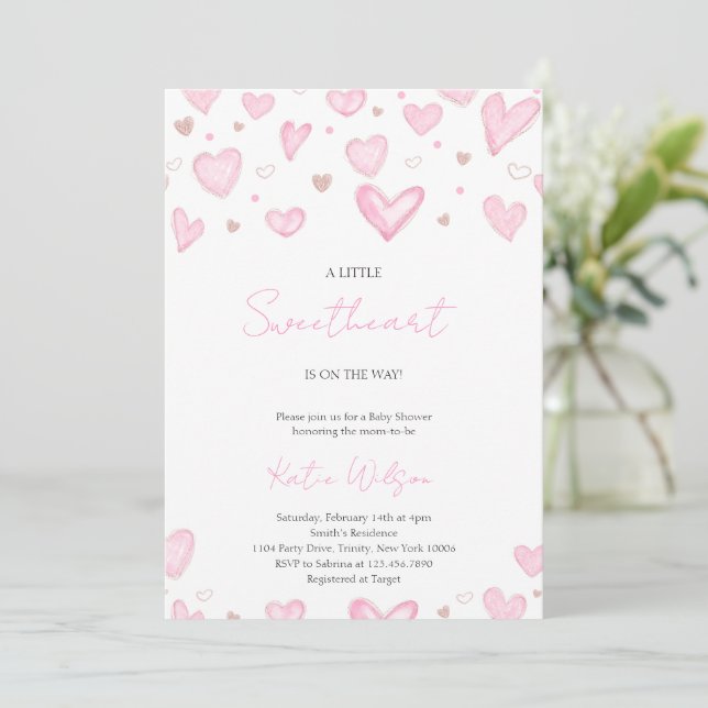 Un pequeño amor está en camino a la invitación (Anverso de pie)