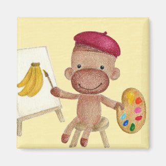 Un pequeño artista engancha el imán del mono sock