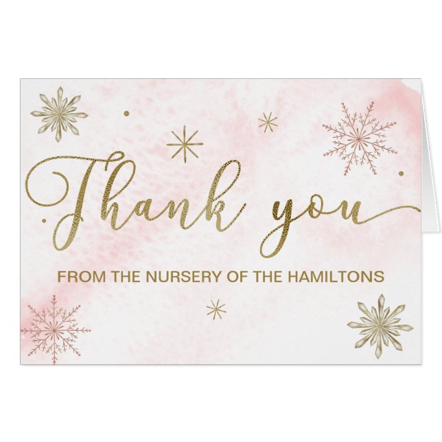 Un pequeño Baby Shower rosado con copos de nieve g (Anverso (Horizontal))