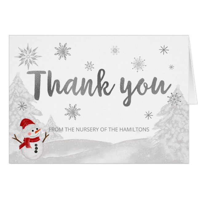 Un pequeño copo de nieve Gray Baby Shower Gracias (Anverso (Horizontal))