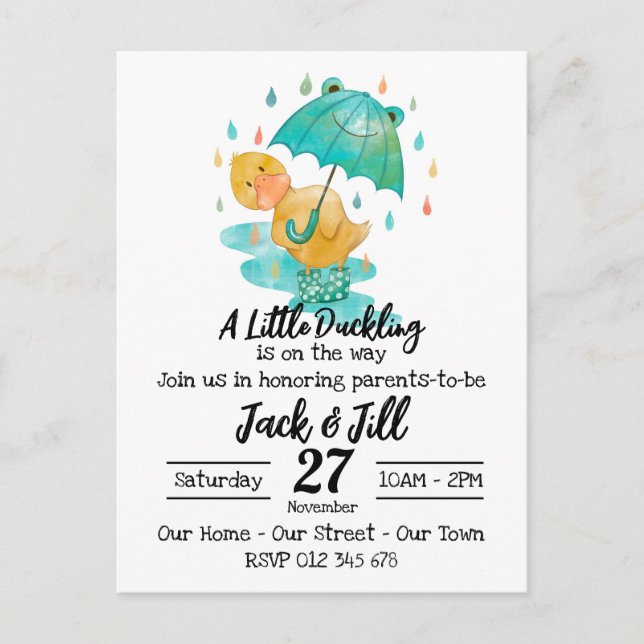 Un pequeño duckling está en camino a la invitación (Anverso)
