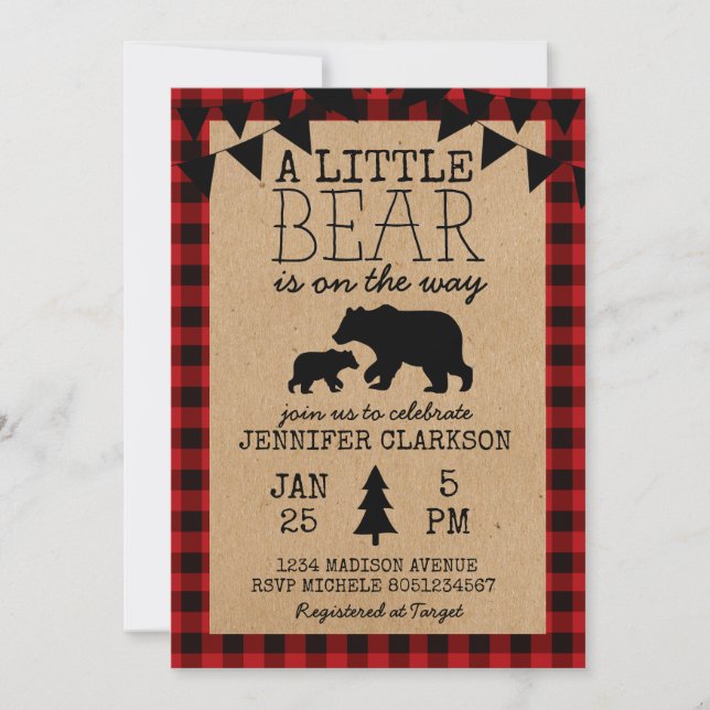 Un Pequeño Oso Está En El Camino De La Invitación  (Anverso)