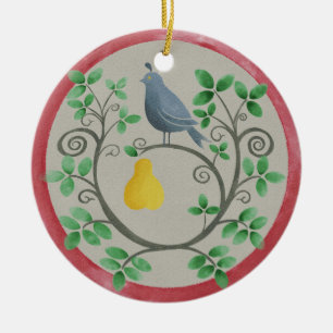 Un perdiz en un ornamento navideño de árbol de per