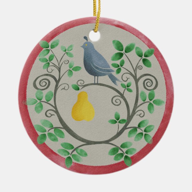 Un perdiz en un ornamento navideño de árbol de per (Frente)