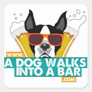 Un perro camina hacia un Pegatina de Bar Square