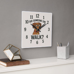 ¿Un perro gracioso? Reloj de pared cuadrado person