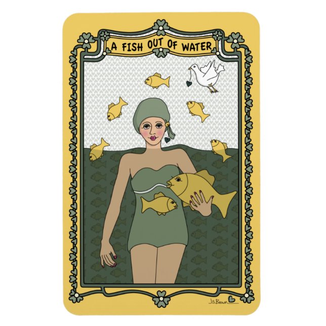 Un pez fuera del imán refrigerador Water_C_4x6 (Vertical)