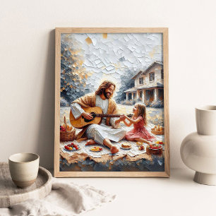 Un picnic juntos, Arte cristiano, Jesús y niña