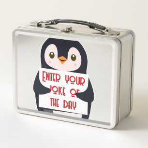 Un pingüino sosteniendo un cartel con texto person