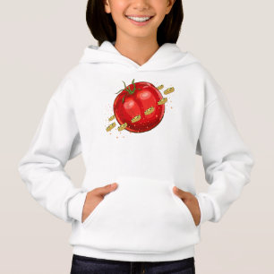 Un planeta de tomate con pizzas a su alrededor