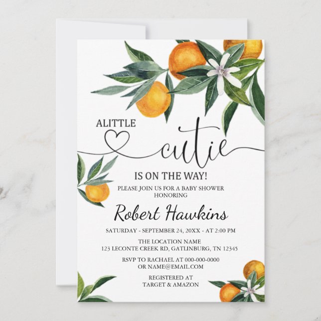 Un poco cursi invitación a Baby Shower (Anverso)