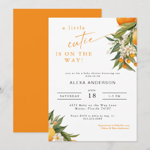 Un poco cursi Naranja Invitación Baby Shower II