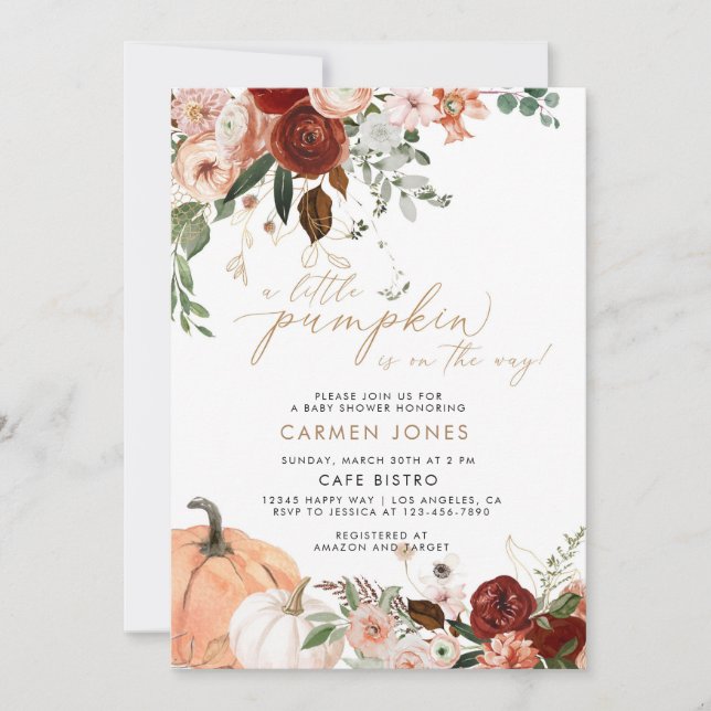 Un poco de calabaza cayó en la invitación de Baby  (Anverso)