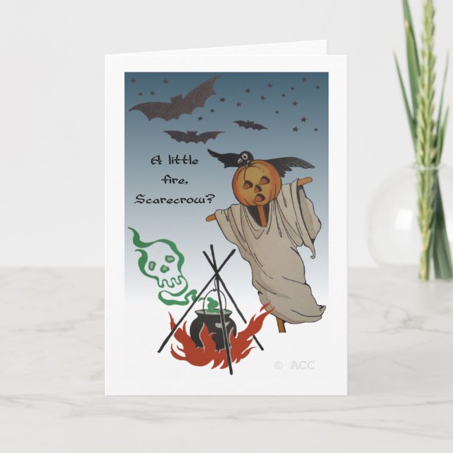 ¿Un poco de fuego, Scarecrow? Tarjeta de Halloween (Anverso)