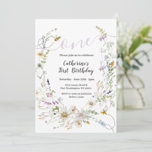 Un poco de Invitación de cumpleaños de Flora Silve (Anverso de pie)