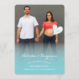 Un poco de Invitación fotográfica de embarazo azul