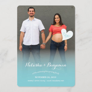 Un poco de Invitación fotográfica de embarazo azul
