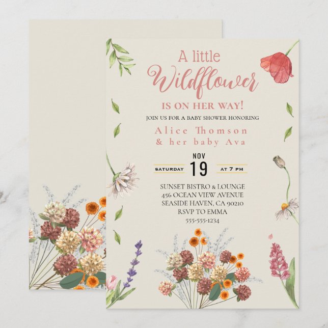 un poco de invitaciones del libro de flores silves (Anverso / Reverso)