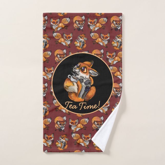 ¡Un poco de tiempo de té de Fox Bebé! (Toalla de mano)