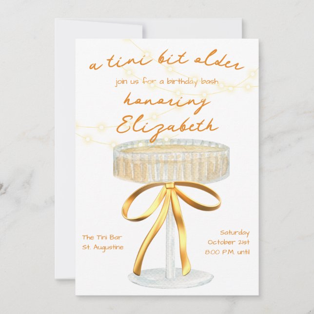 Un poco más viejo Martini Tema Invitación al cumpl (Anverso)