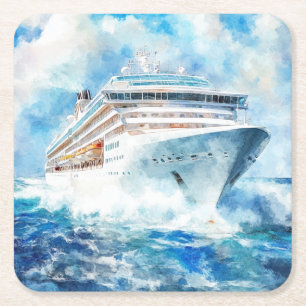 Un posavasos de papel cuadrado de crucero de veran