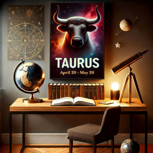 Un Póster Zodiacal de Tauro Toro Cósmico