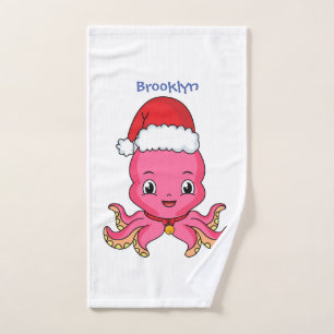 Un pulpo alegre lindo usando Navidades gorra perso