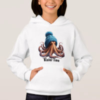 Un pulpo con un Gorra de invierno azul de punto