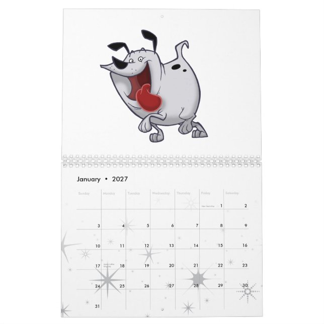 Un "qué calendario de pared del carácter" 2008 (Jan 2027)