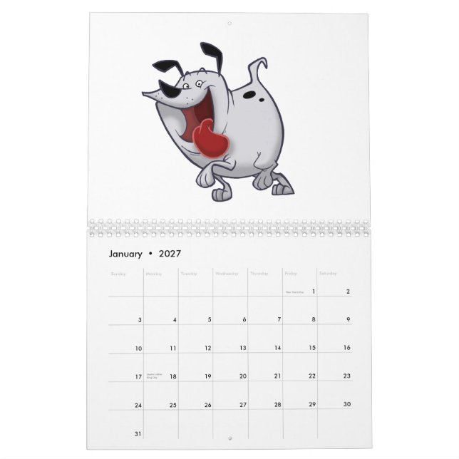 Un "qué calendario de pared del carácter" 2009 (Jan 2027)