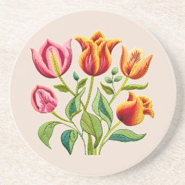 Un ramo de tulipanes rojos Posavasos de arenisca