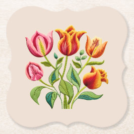 Un ramo de tulipanes rojos Posavasos de papel 
