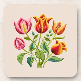 Un ramo de tulipanes rojos Posavasos de plástico d