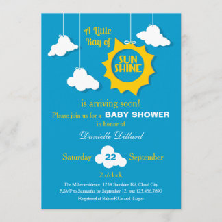 Un rayo de la invitación de Baby Shower de la sol
