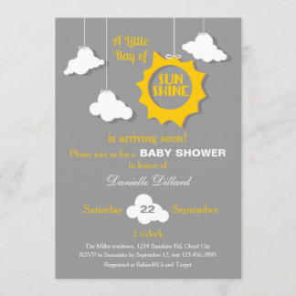 Un rayo de la invitación de Baby Shower de la sol