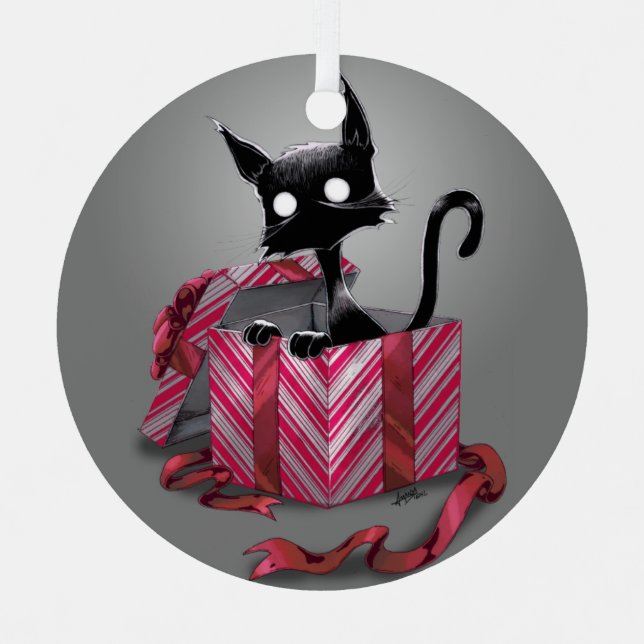 Un regalo de Boo Kitty Ornamento Metalizado (Anverso)