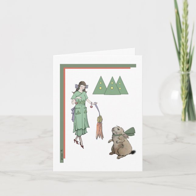 Un regalo de Navidad para la tarjeta Bunny (Anverso)