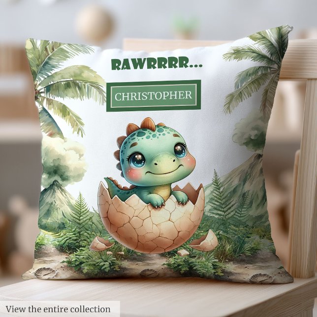 Un regalo personalizado de almohada de bebé de din (Cute Baby Dinosaur Personalized Baby Pillow Gift)