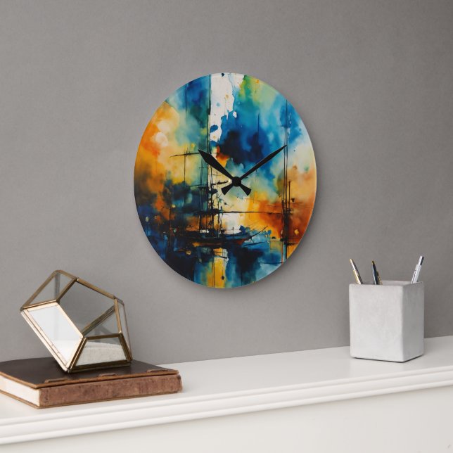 un reloj de pared de pintura abstracta (Oficina)